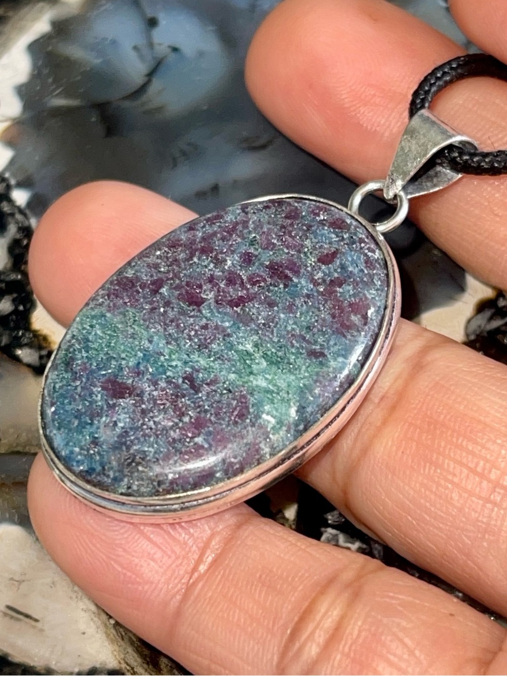 Anyolite Ruby Red Zoisite Pendant 2”